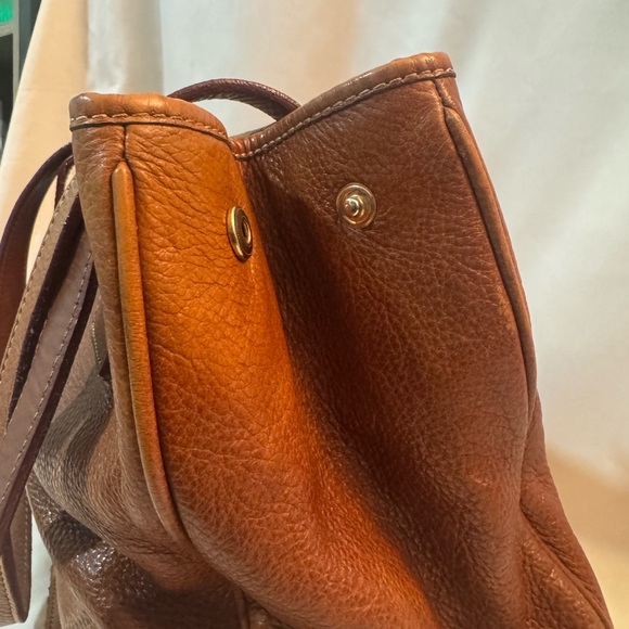 Dooney & Bourke Red Interior with Brown Leather Tag - Picture 9 of 10